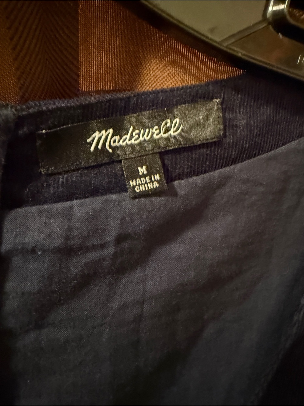 Madewell Corduroy Tiered Mini Dress U-Neck Deep Indigo Blue Women Medium - Picture 7 of 8
